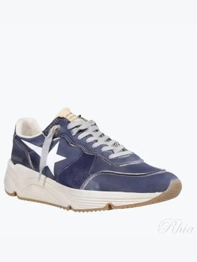 White Star Print Nylon Low Top Sneakers Dark Blue - GOLDEN GOOSE - BALAAN 2