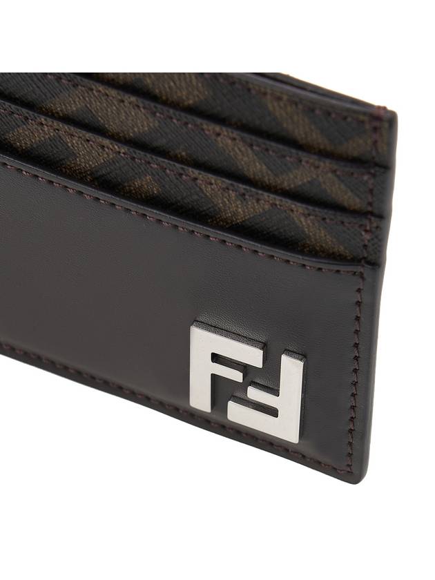 FF Square Leather Card Wallet Brown - FENDI - BALAAN 7