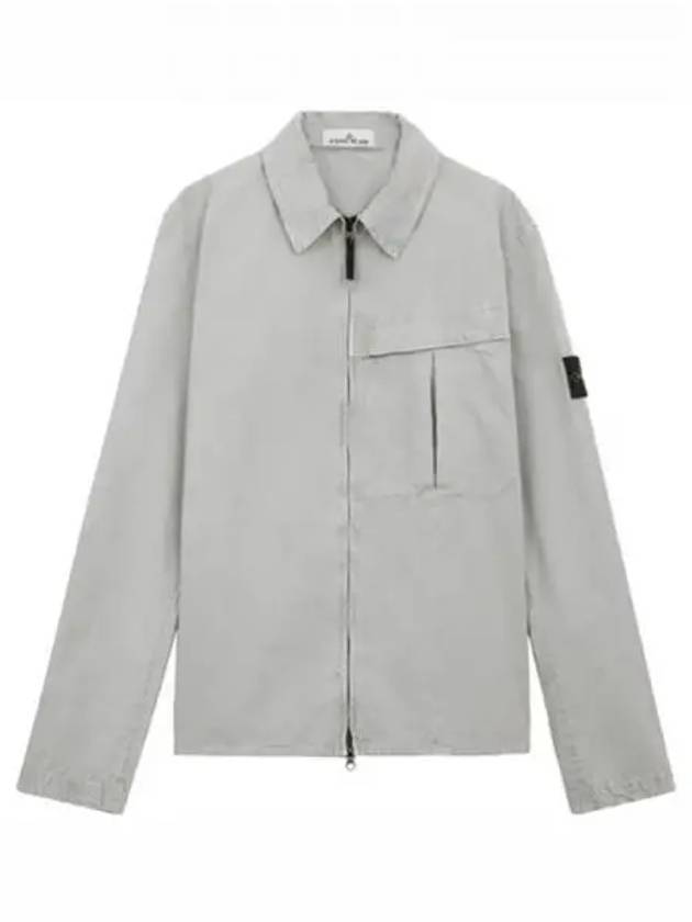 Organic Cotton Shirt Zip Up Jacket Grey - STONE ISLAND - BALAAN 2