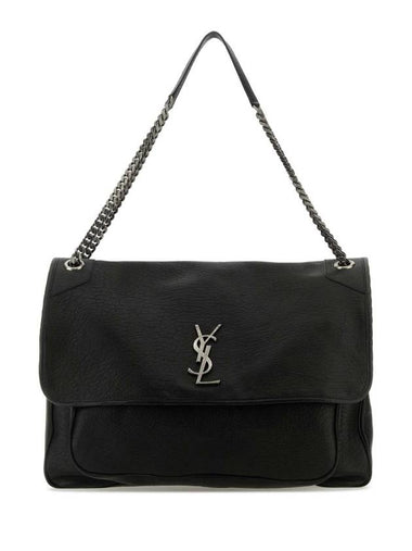 Oversized Niki Grained Lambskin Shoulder Bag Black - SAINT LAURENT - BALAAN 1