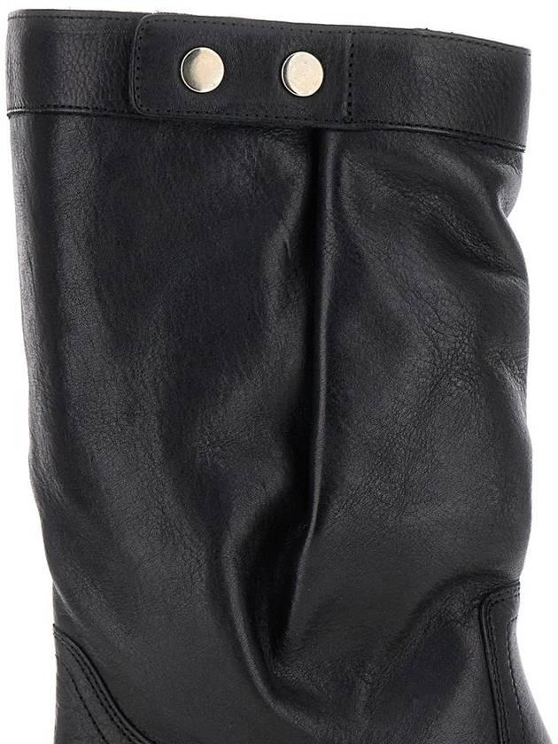 Ademe Biker Leather Mid Boots Black - ISABEL MARANT - BALAAN 5