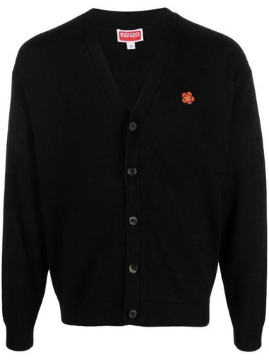 Mini Boke Flower Button Wool Cardigan Black - KENZO - BALAAN 1