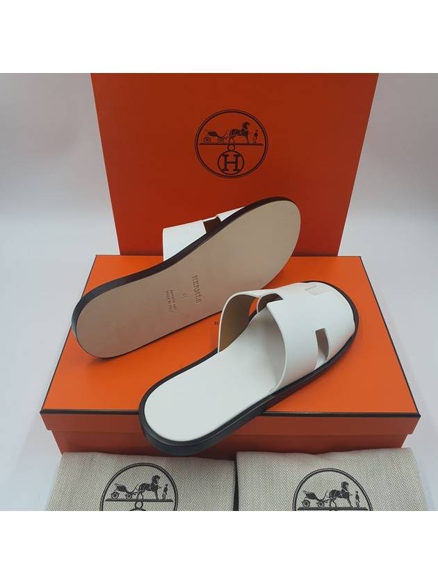 Izmir Leather Slippers Blanc - HERMES - BALAAN 5