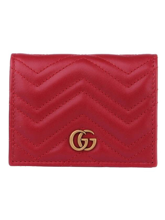 GG Marmont Matelasse Flap Card Wallet Red - GUCCI - BALAAN 1