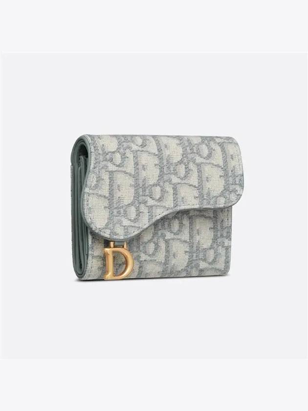 Saddle Oblique Jacquard Lotus Wallet Grey - DIOR - BALAAN 3