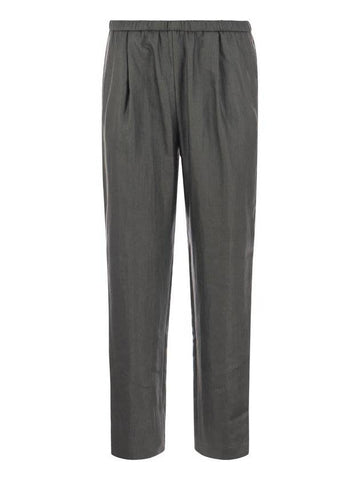 Bevagna Linen Straight Pants Grey - FABIANA FILIPPI - BALAAN 1