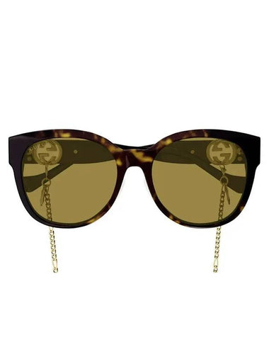 Eyewear Chain Round Acetate Sunglasses Havana - GUCCI - BALAAN 1