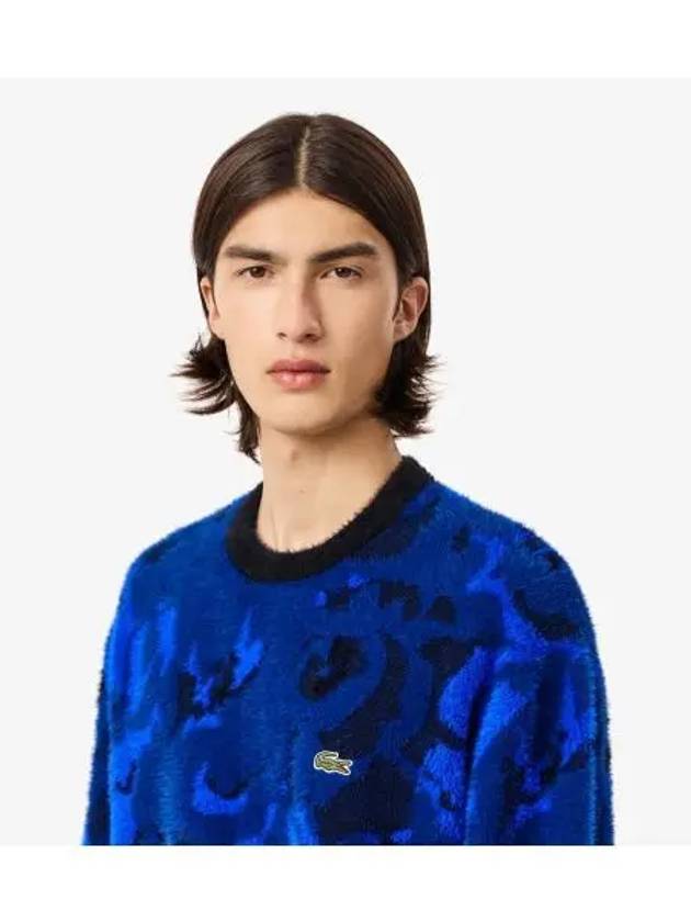 Men s Flower Jacquard Pullover Blue - LACOSTE - BALAAN 1