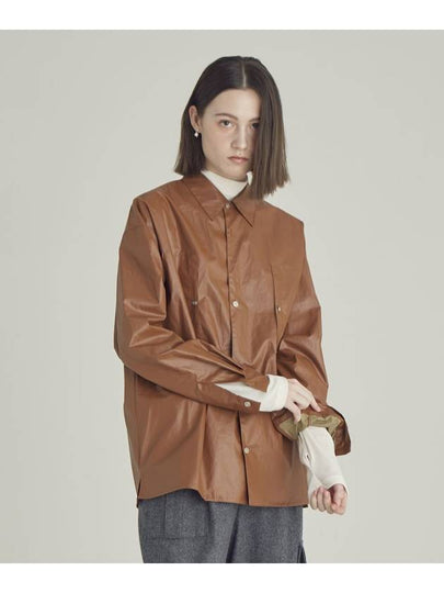 Women's Fake Leather Shirt Brown - MOTH - BALAAN 2