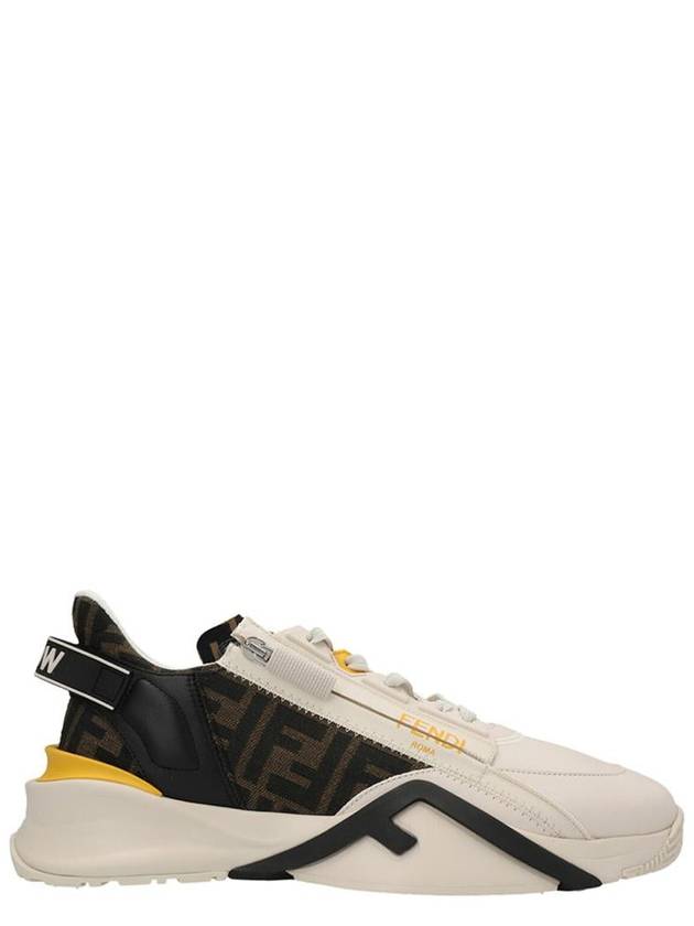 Flow FF Jacquard Leather Running Low Top Sneakers White - FENDI - BALAAN 2