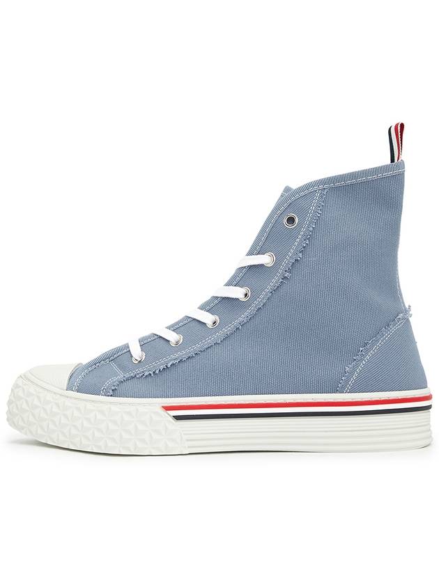 Tartan Sole Canvas High Top Sneakers Blue - THOM BROWNE - BALAAN 4