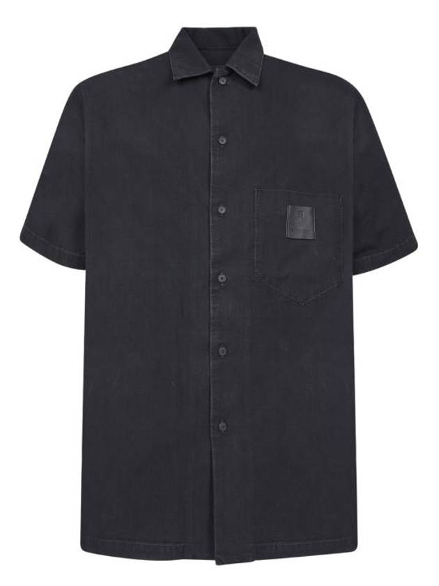 Logo Patch Cotton Short Sleeve Shirt Black - GIVENCHY - BALAAN 1