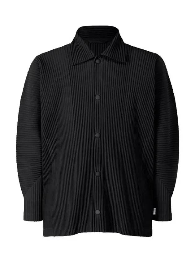 Homme Pliss? Technical Pleated Long Sleeve Shirt Black - ISSEY MIYAKE - BALAAN.