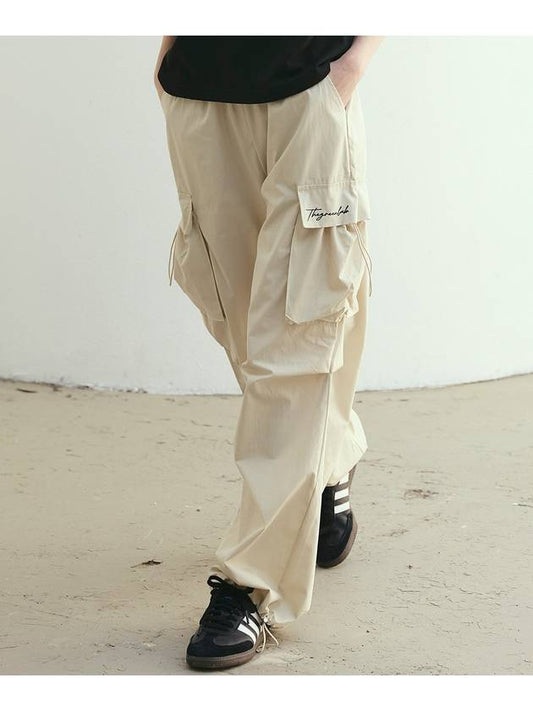 _W'S CARGO POCKET STRING NYLON BANDING PANTS_BEIGE - THE GREEN LAB - BALAAN 1