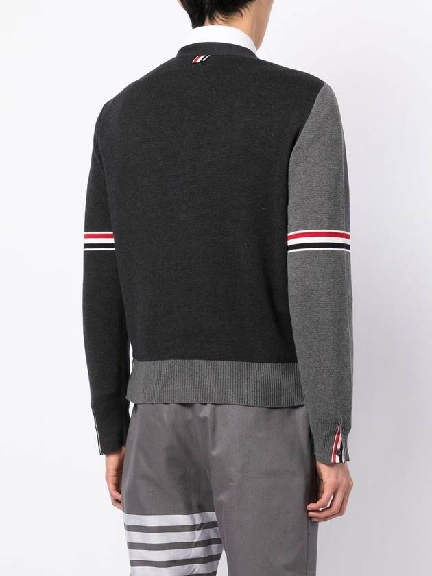 Funmix Cotton ArmBand V-Neck Cardigan Tonal Grey - THOM BROWNE - BALAAN 5