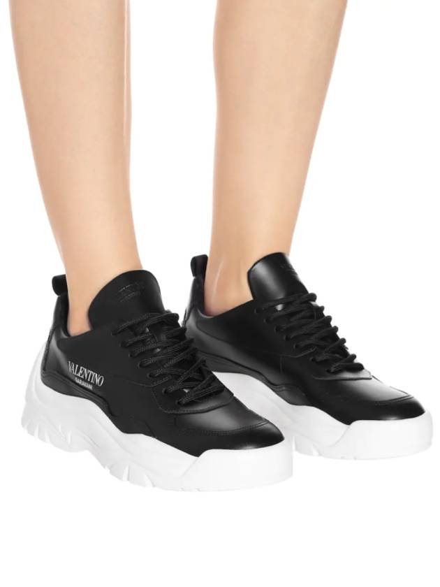 Gumboy Calfskin Low Top Sneakers Black - VALENTINO - BALAAN 3