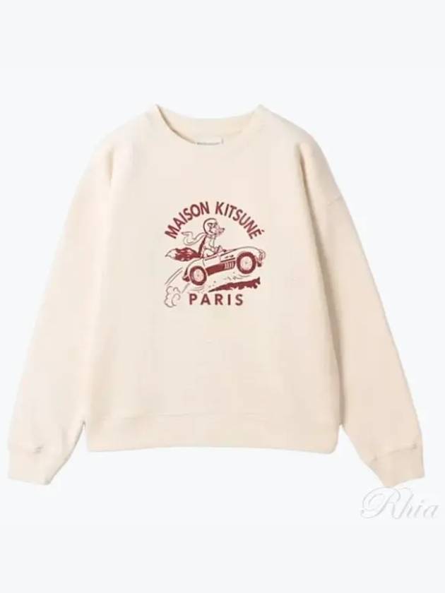 Women's Racing Fox Sweatshirt Beige - MAISON KITSUNE - BALAAN 2