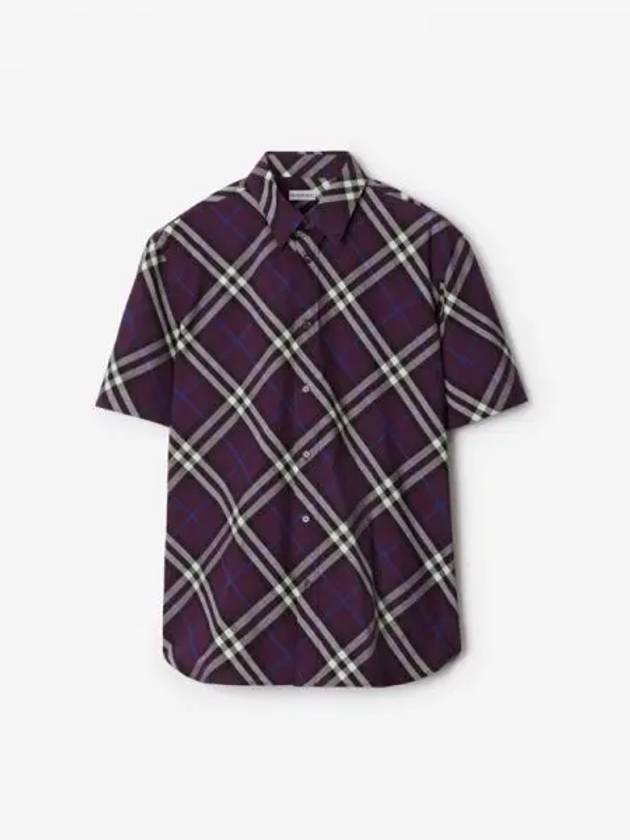 Check Cotton Short Sleeve Shirt Pansy - BURBERRY - BALAAN 2