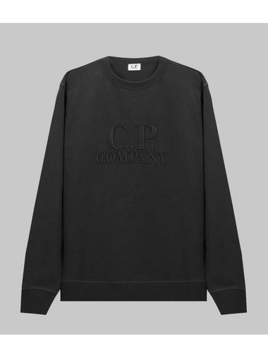 Diagonal Fleece Logo Embroidered Sweatshirt Black - CP COMPANY - BALAAN 1