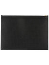 Pebble Grain Leather Large Zipper Laptop Holder Black - THOM BROWNE - BALAAN 3