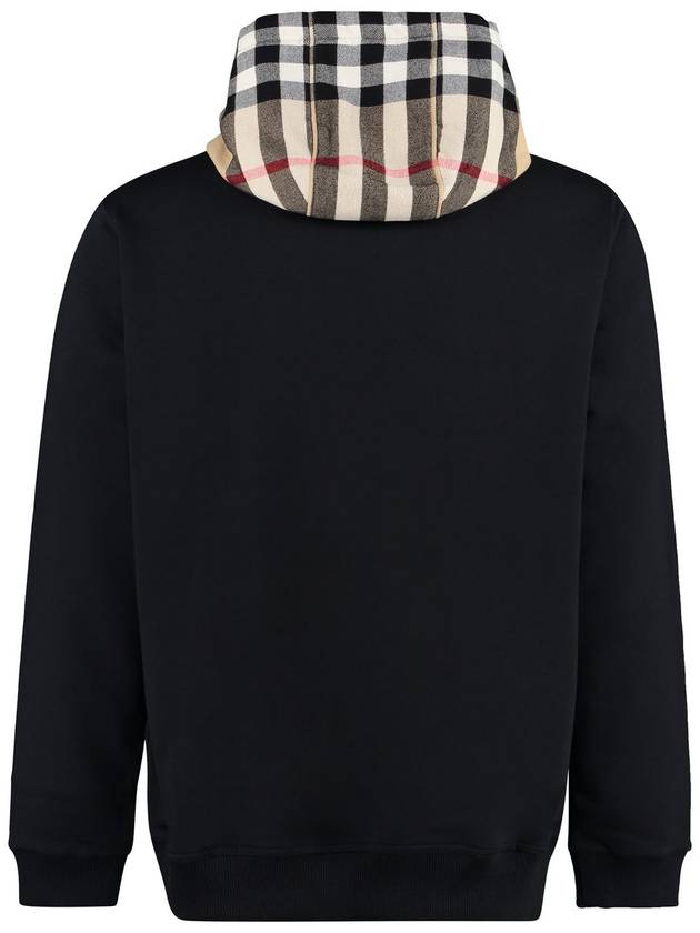 Check Hood Cotton Hoodie Black - BURBERRY - BALAAN 3