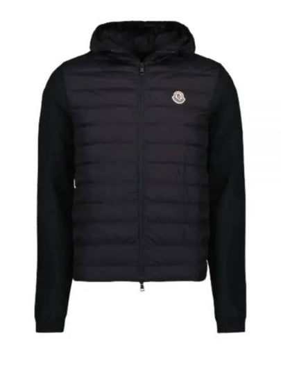 Logo Patch Knit Goose Padded Cardigan Black - MONCLER - BALAAN 2