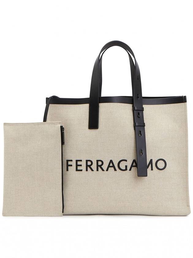 Signature Canvas Tote Bag Natural - SALVATORE FERRAGAMO - BALAAN 2