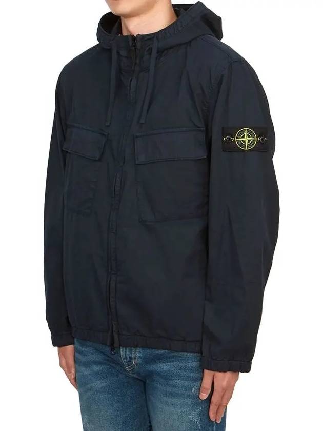 Cotton Twill Stretch Hooded Jacket Navy - STONE ISLAND - BALAAN 4