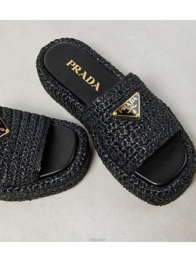 Crochet Flatform Slide Slippers Black - PRADA - BALAAN 3