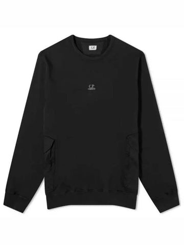 Cotton Fleece Mixed Pocket Sweatshirt Black - CP COMPANY - BALAAN 1