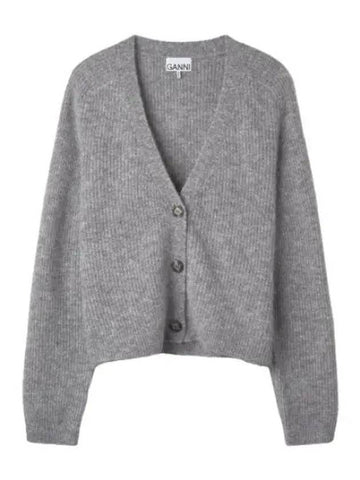 Alpaca blend cardigan gray - GANNI - BALAAN 1