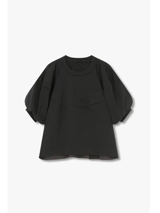 Women s Cotton Jersey Volume T Shirt Black - SACAI - BALAAN 1