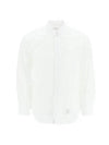 Men's Grosgrain Placket Solid Poplin Long Sleeve Shirt White - THOM BROWNE - BALAAN 2