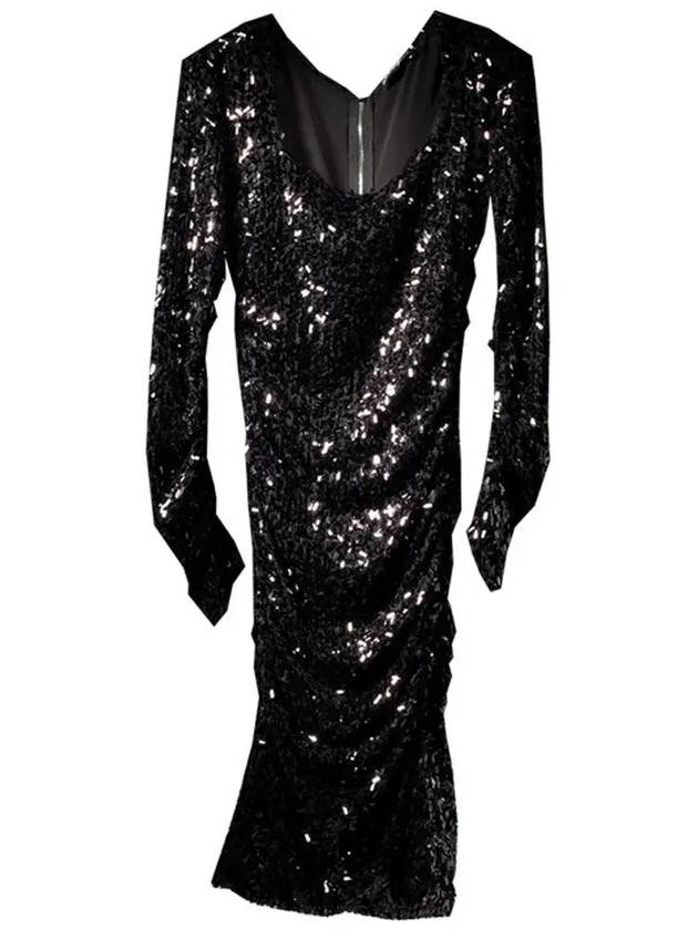 11th Anniversary Sequin Slim Fit Silk Shirring Dress F6V01T FLMOQ - DOLCE&GABBANA - BALAAN 2