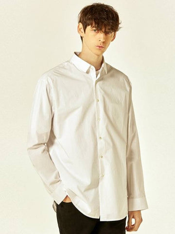 Solid Basic Long Sleeve Shirt White - BUTTON SEOUL - BALAAN 1