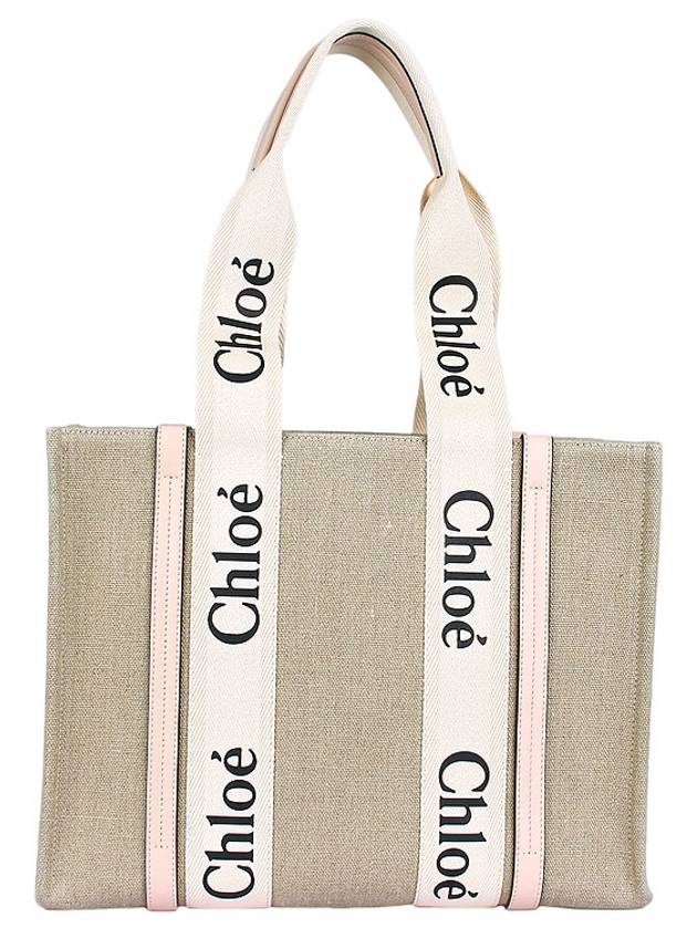 Woody Canvas Medium Tote Bag Cement Pink - CHLOE - BALAAN 5