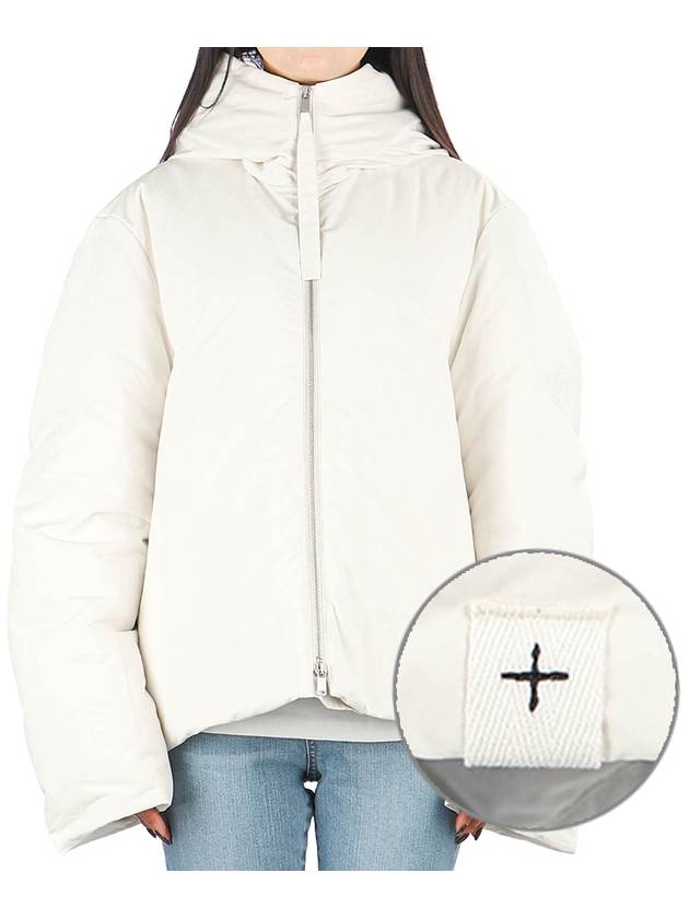 Nylon Crop Down Jacket White - JIL SANDER - BALAAN.