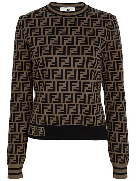 FF Logo Knit Top Brown - FENDI - BALAAN 2