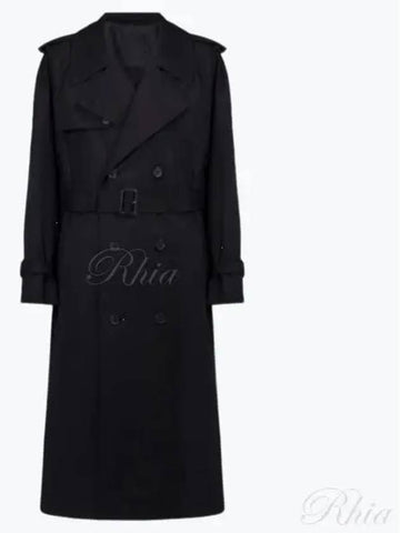 Double breasted epaulet trench coat W4009R04 BLK - WARDROBE.NYC - BALAAN 1