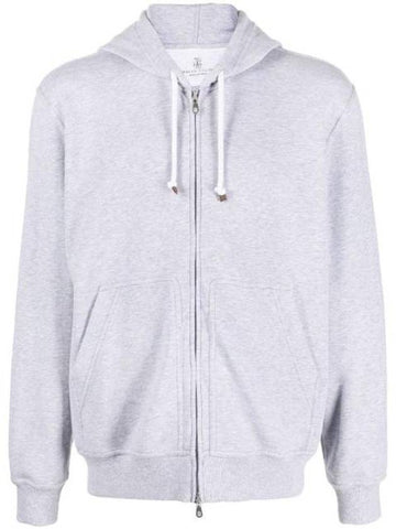 Tech Cotton Zip-Up Hoodie Heather Grey - BRUNELLO CUCINELLI - BALAAN 1