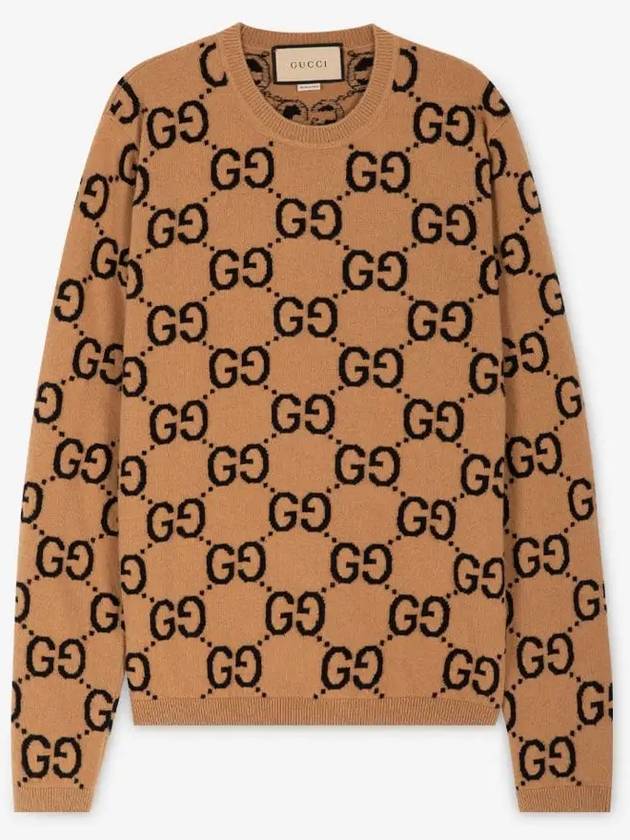 GG Wool Jacquard Knit Top Camel - GUCCI - BALAAN 3