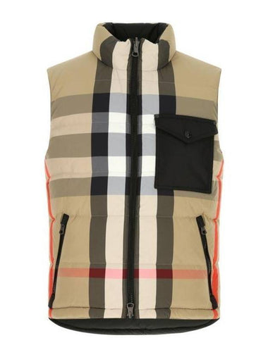 Reversible Check Pocket Embroidered Nylon Vest Beige - BURBERRY - BALAAN 1