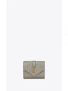 Envelope Compact Tri-Fold Mix Matelasse Metallic Grain Leather Half Wallet Brunn Metallized - SAINT LAURENT - BALAAN 2