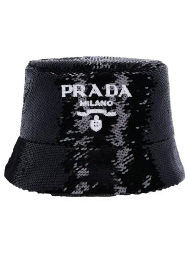 Sequin bucket hat black - PRADA - BALAAN 1