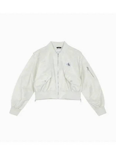 Jeans Fabric Mix Cropped Bomber Jacket White - CALVIN KLEIN - BALAAN 2