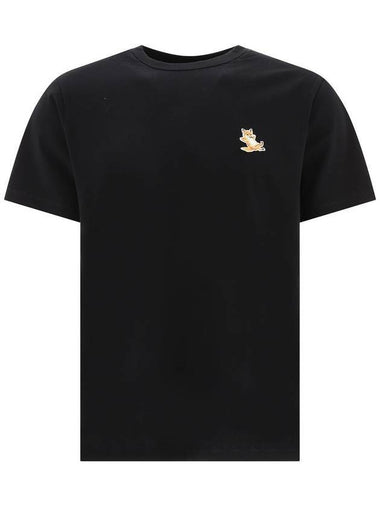 Chillax Fox Patch Classic Short Sleeve T-Shirt Black - MAISON KITSUNE - BALAAN 1