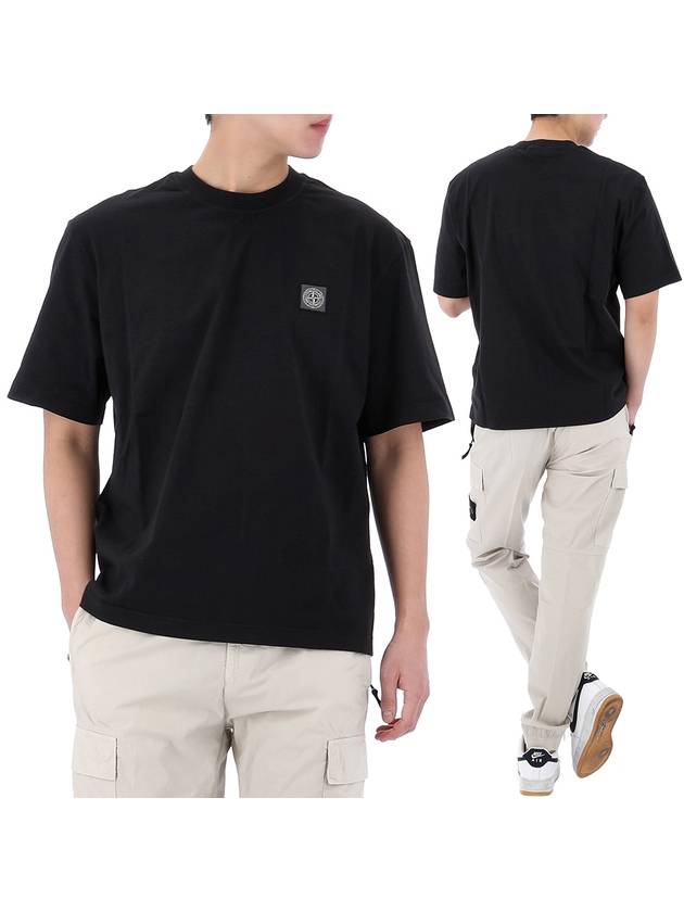 Combed Organic Cotton Jersey Short Sleeve T-Shirt Black - STONE ISLAND - BALAAN 2