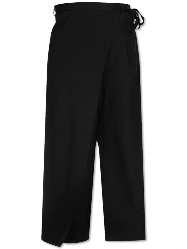 MM6 Maison Margiela Wool Wide-leg Trousers, Women's, Black - MAISON MARGIELA - BALAAN 1