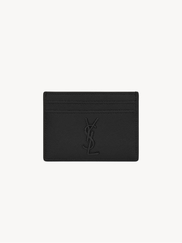 Monogram Caviar Leather Card Wallet Black - SAINT LAURENT - BALAAN 2