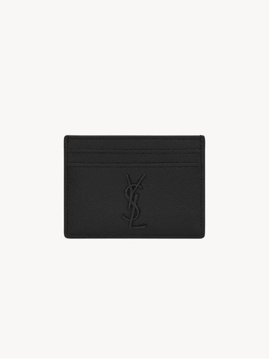 Monogram Caviar Leather Card Wallet Black - SAINT LAURENT - BALAAN 2